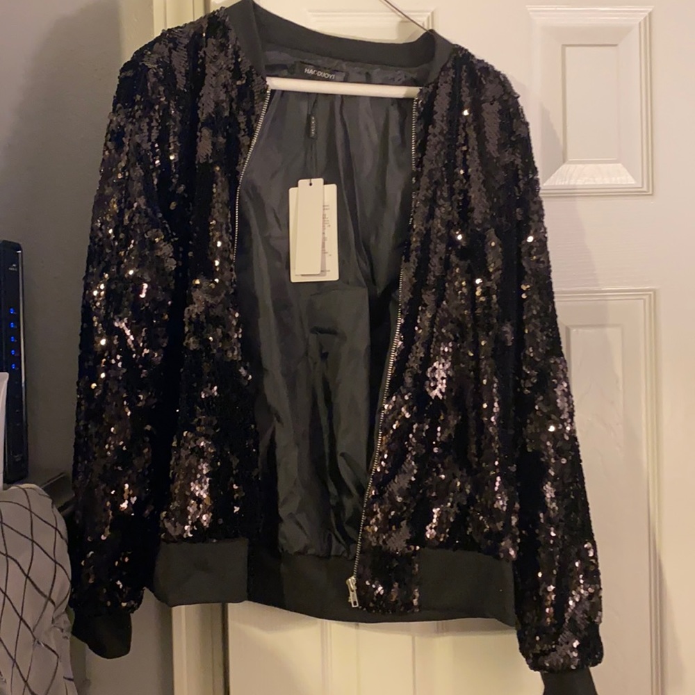 Black sequence bomber jacket